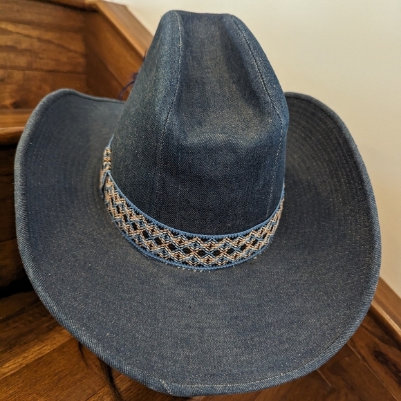 Vintage western 60's blue denim cowboy hat. Size 7-7 1/8 - Picture 6 of 17